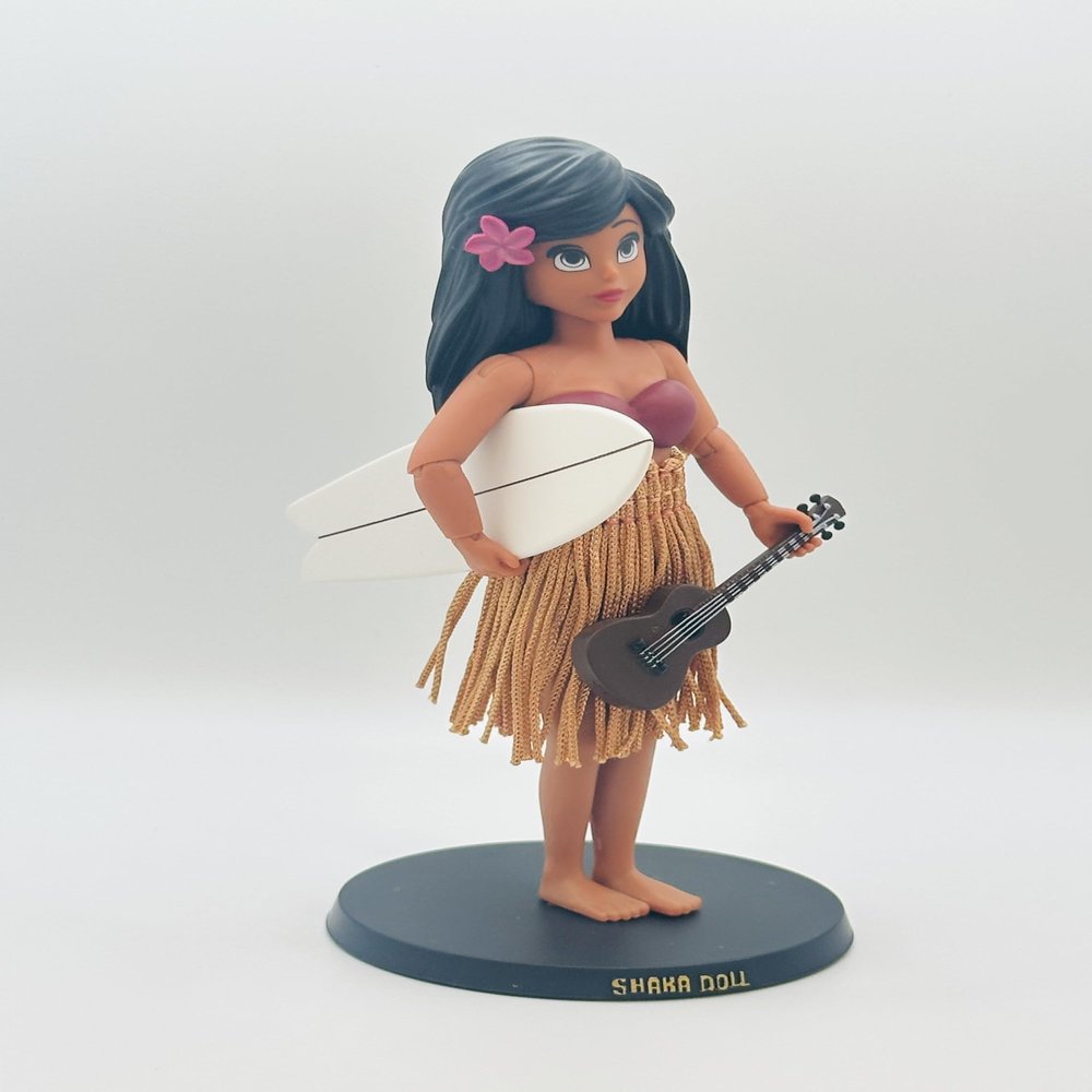 Shaka Doll Dashboard Hula Doll with Surfboard and Ukulele | Hawaiian Car Accessory Doll & Desk Decor | Posable Figurine and Collectible