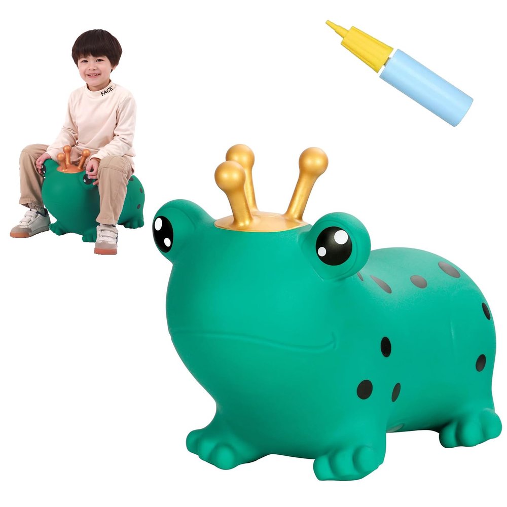 INPANY Bouncy Horse, Frog Hopper Toys, Toddlers Bouncing Animal Hopping Toys, Inflatable Ride on Rubber Bouncer, Outdoor Indoor Baby Birthday Gifts for 2 3 4 Year Old Girls Boys