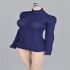 1/12 Scale Female Figure Clothes,Female Stretch Tight Sweater Thick Striped Bottoming Shirt Costume for 6inch Action Figure (Dark Blue) view 1