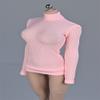 1/12 Scale Female Figure Clothes,Female Stretch Tight Sweater Thick Striped Bottoming Shirt Costume for 6inch Action Figure (Pink) view 1