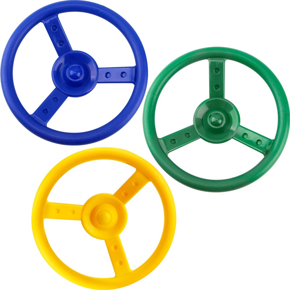 3 Pack Playground Steering Wheel Swingset Playset Wheel Toys Plastic Steering Wheel for Kids Outdoor Backyard Playhouse Treehouse (Color Set 1)