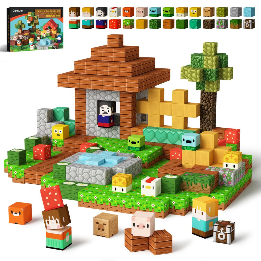 GobiDex Magnetic Blocks Kid Animal Farm Toys for 3+ Years Old Boys Girls, Upgraded Build MagWonder World with STEM Magnets Building Set, Game-Based Sensory Gifts for Toddler