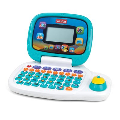 Winfun Bilingual Learning Laptop for Kids English & Spanish Educational Toy for Toddlers 3+ with Games, Music, Letters, Numbers, LCD Screen, Mouse & Handle Interactive Preschool Toy
