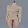 1/12 Scale Female Figure Clothes,Female Stretch Tight Sweater Thick Striped Bottoming Shirt Costume for 6inch Action Figure (Sand Color) view 1