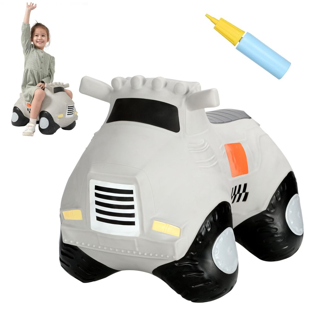 INPANY Kids Car Bouncy Hopper Toys, Toddlers Ride on Car, Inflatable Hopping Toys, Bouncing Buddies, Rubber Bouncer, Outdoor Indoor Birthday Gifts Toy for 2 3 4 Yr Girl Boy, Grey