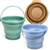 3PCS Foldable Beach Bucket Sandbox Kit Toys for Kid Adult, Collapsible Small Bucket for Washing Camping Fishing, Silicone Sand Pail for Garden Planting, Travel, Beach Summer Toy Gift for Boy Girl view 1