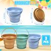 3PCS Foldable Beach Bucket Sandbox Kit Toys for Kid Adult, Collapsible Small Bucket for Washing Camping Fishing, Silicone Sand Pail for Garden Planting, Travel, Beach Summer Toy Gift for Boy Girl view 2