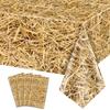 12Pcs Straw Tablecovers, Westtern Theme Birthday Tablecloths Plastic Farm Hay Table Cloths for Cowboy Western Party Supplies Farm, Hawaiian Luau, Hay Bales Party Decorations, 51 x 86inch view 1
