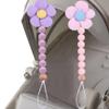 2pcs Flower Pacifier Clip, Silicone Bead Pacifier Clip for Baby Girls Pink Purple Color Daisy Birthday Christmas Gift(B) view 2