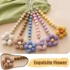2pcs Flower Pacifier Clip, Silicone Bead Pacifier Clip for Baby Girls Pink Purple Color Daisy Birthday Christmas Gift(B) view 3