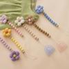 2pcs Flower Pacifier Clip, Silicone Bead Pacifier Clip for Baby Girls Pink Purple Color Daisy Birthday Christmas Gift(B) view 4