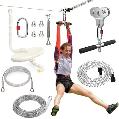 Fologtoo 100FT Zip Line Kit for Backyard and Zipline Seat for Kids and Adults