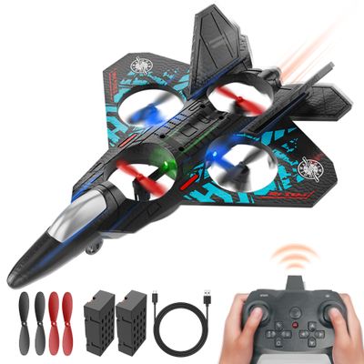 BEZGAR Drones for Kids | 2.4GHZ RC Plane, Remote Control Airplane, RC Helicopter, 360 Flip Fighter Jet Toy with Colorful LED Navigation Light Blue