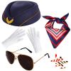 5 Pcs Flight Attendant Costume Accessories Women Airline Stewardess Outfits Flight Attendant Hat Pin Sunglasses Scarf Gloves view 1