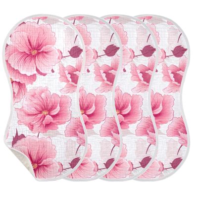 J JOYSAY Colorful Poppies Baby Burp Cloths for Boys Girls Large 22''x11'' Cotton Burping Cloths Extra Absorbent Soft 4 Layer Drool Cloths for Spit Up Babies 4 Pack