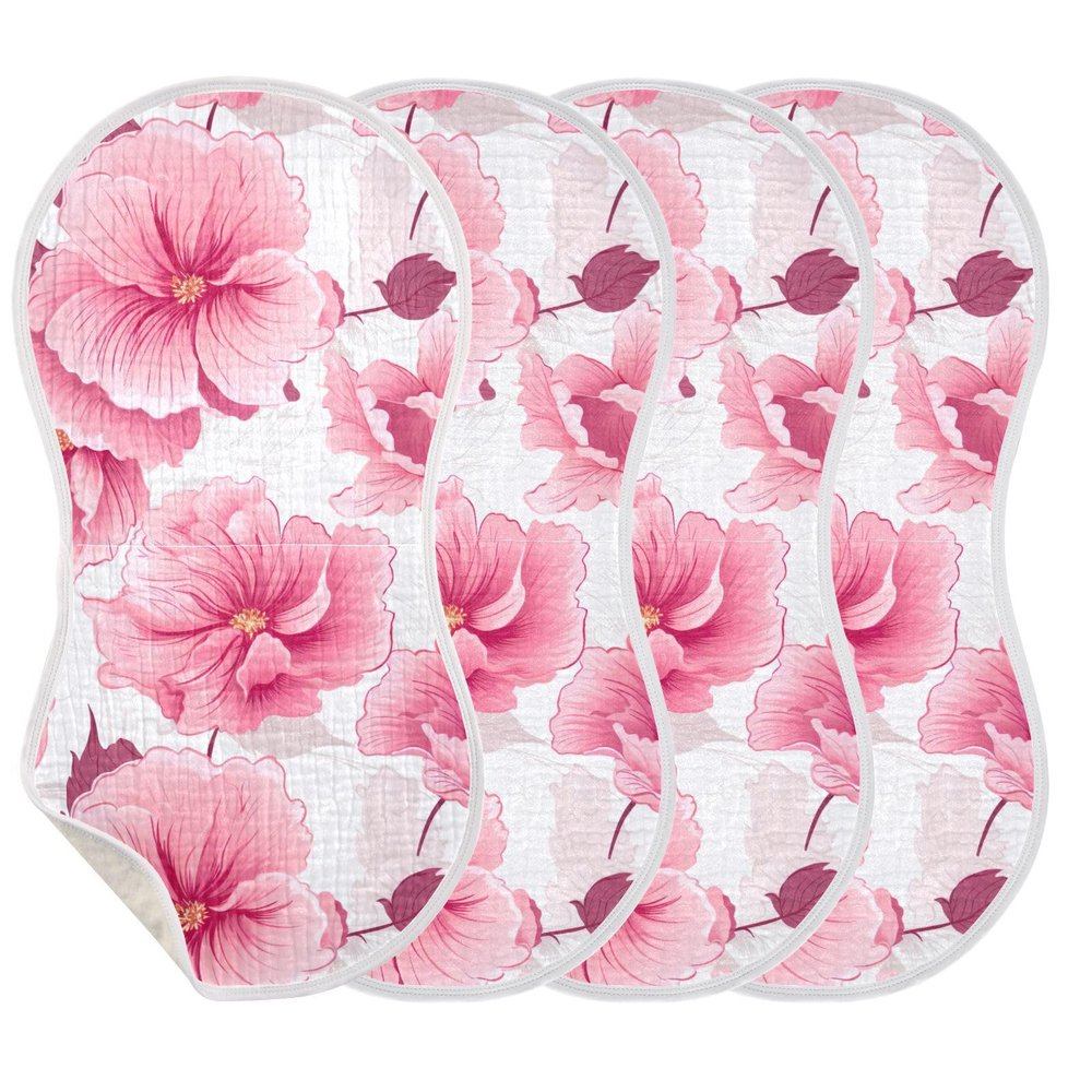 J JOYSAY Colorful Poppies Baby Burp Cloths for Boys Girls Large 22''x11'' Cotton Burping Cloths Extra Absorbent Soft 4 Layer Drool Cloths for Spit Up Babies 4 Pack