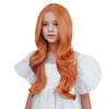 Edivd Ginger Wig Long Ginger Orange Wavy Curly Wig Long Orange Part Wigs Heat Resistant Synthetic Wigs with Cap (Small Size) view 2