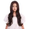 Edivd Mixed Brown Wig Long Dark Brown Wavy Curly Wig Chocolate Middle Part Wigs Heat Resistant Synthetic Wigs with Cap (Small Size) view 1