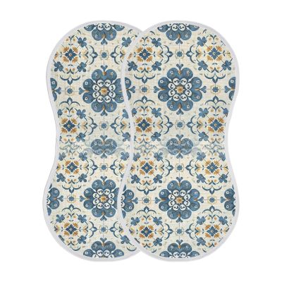 WELLDAY Muslin Baby Burp Cloths Set of 2, Soft Absorbent Traditional Floral Pattern Cotton Burping Cloth, Milk Spit Up Rags for Newborn Unisex, 22 x 11 Inch