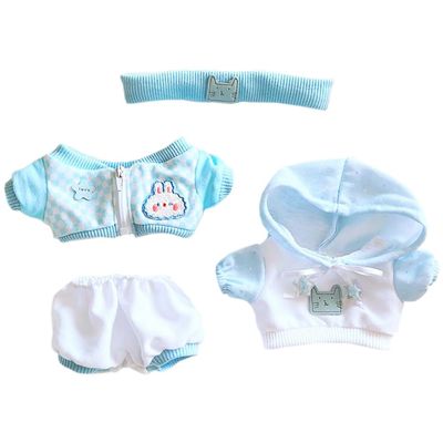 niannyyhouse 10cm~15cm 20cm 40cm Plush Doll Clothes Headwear Hoodie Coat Pants Doll Dressup (Light Blue 10cm~15cm)