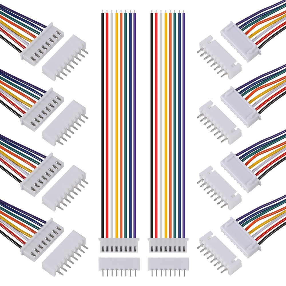 ACEIRMC 10Pairs JST Connector Kit, XH 2.54mm 8 Pin Header Male and Female Connectors Plug Adapter with Flat Wire Cable 200mm 26AWG Compatible with JST XH (8P)