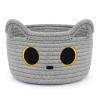 Hkojewp Small Storage Basket, Cat Basket Woven Cotton Rope Basket for Nursery, Baby Blanket Organizer with Handles for Toys,Towels,Clothes, Baby Storage for Gifts Cat Dog Bin Toys 8.54.5 inches,Grey view 1