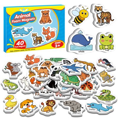 Broytain 40 Animal Fridge Magnets for Toddlers,Animal Foam Refrigerator Magnets Toys for Kids Whiteboard,Learning Games,Educational Toys,Preschool Kindergarten Learning Activities Homeschool