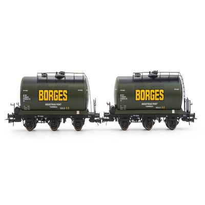 Electrotren HE6052 RENFE, Set of 2 Units 3-Axis Tank, Borges decoration, EP. III Rolling stock, Wagons, Colour