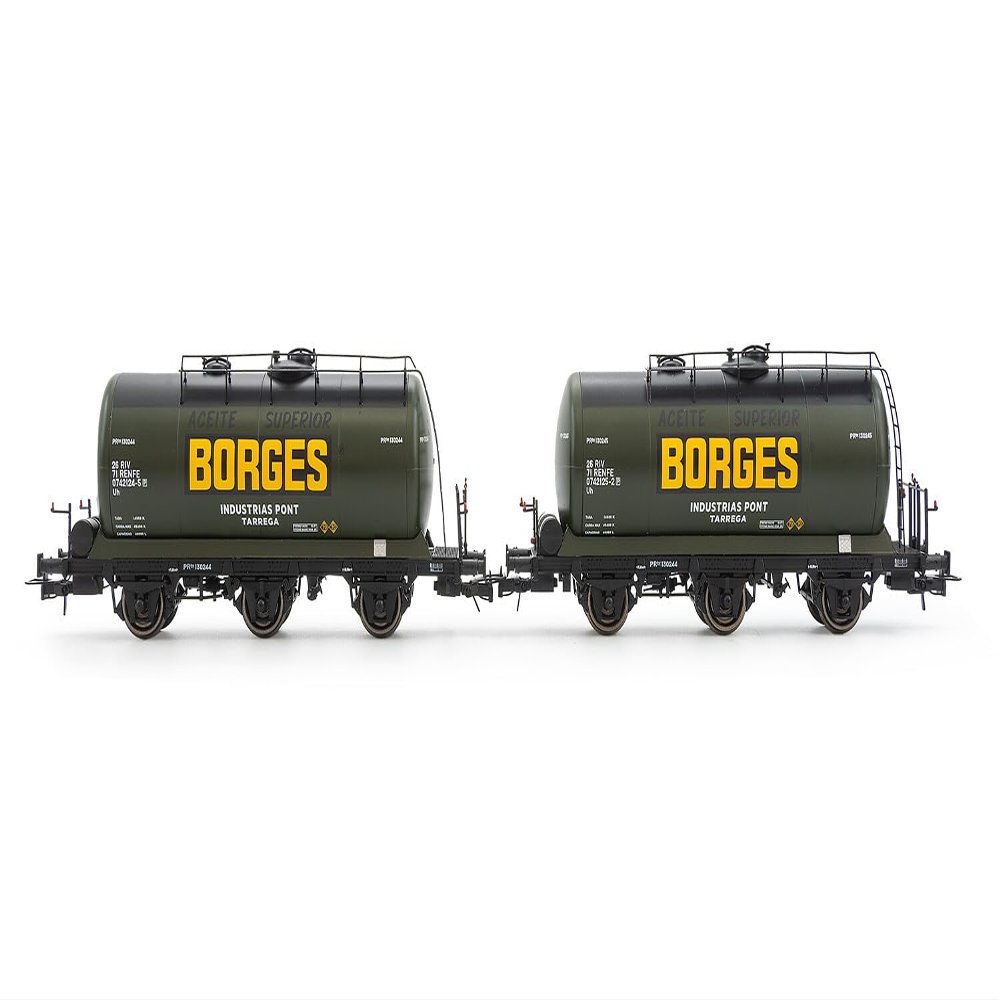 Electrotren HE6052 RENFE, Set of 2 Units 3-Axis Tank, Borges decoration, EP. III Rolling stock, Wagons, Colour