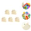 10pcs Unfinished Wooden Piggy Banks for Boy Girl Craft Adorable House Shaped Container for Creative Saving Activities view 3