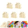 10pcs Unfinished Wooden Piggy Banks for Boy Girl Craft Adorable House Shaped Container for Creative Saving Activities view 4