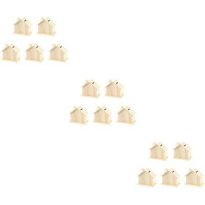 Angoily DIY Wooden House Piggy Bank 15-Piece Paintable Craft Set Unfinished Wood Coin Bank for Kids and Adults House Shaped Money Box for Cash and Change Storage