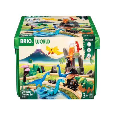 BRIO World Dinosaur Deluxe Set - 44-Piece FSC-Certified - Wood Train Set & Accessories - Works with All Wooden Train Sets - Dinosaur Train Engine, 2 Wagons, 8 Dinosaurs, Tracks & More - Kids Ages 3+