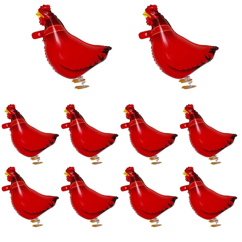 10Pcs Walking Animal Balloons Pet Balloons Farm Animal Balloon Foil Balloon for Party Decortion (Rooster)