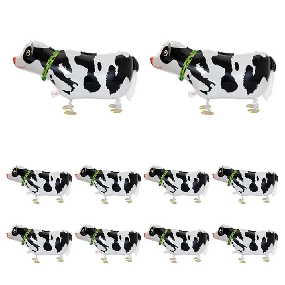 10Pcs Walking Animal Balloons Pet Balloons Farm Animal Balloon Foil Balloon (Cow)