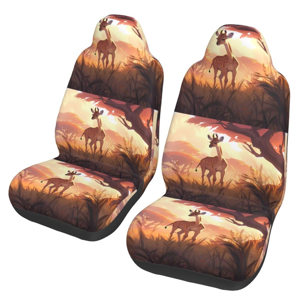 ViLlex Seat Covers Car Seat Cover Car Seat Protector Waterproof Universal African Savannah Giraffe Calf, Black