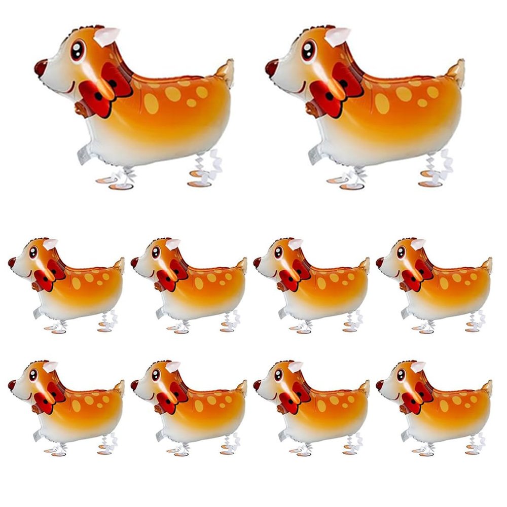 10Pcs Walking Animal Balloons Pet Balloons Farm Animal Balloon Foil Balloon for Party Decortion (Deer)