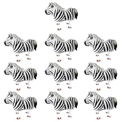 10Pcs Walking Animal Balloons Pet Balloons Farm Animal Balloon Foil Balloon for Party Decortion (Zebra)