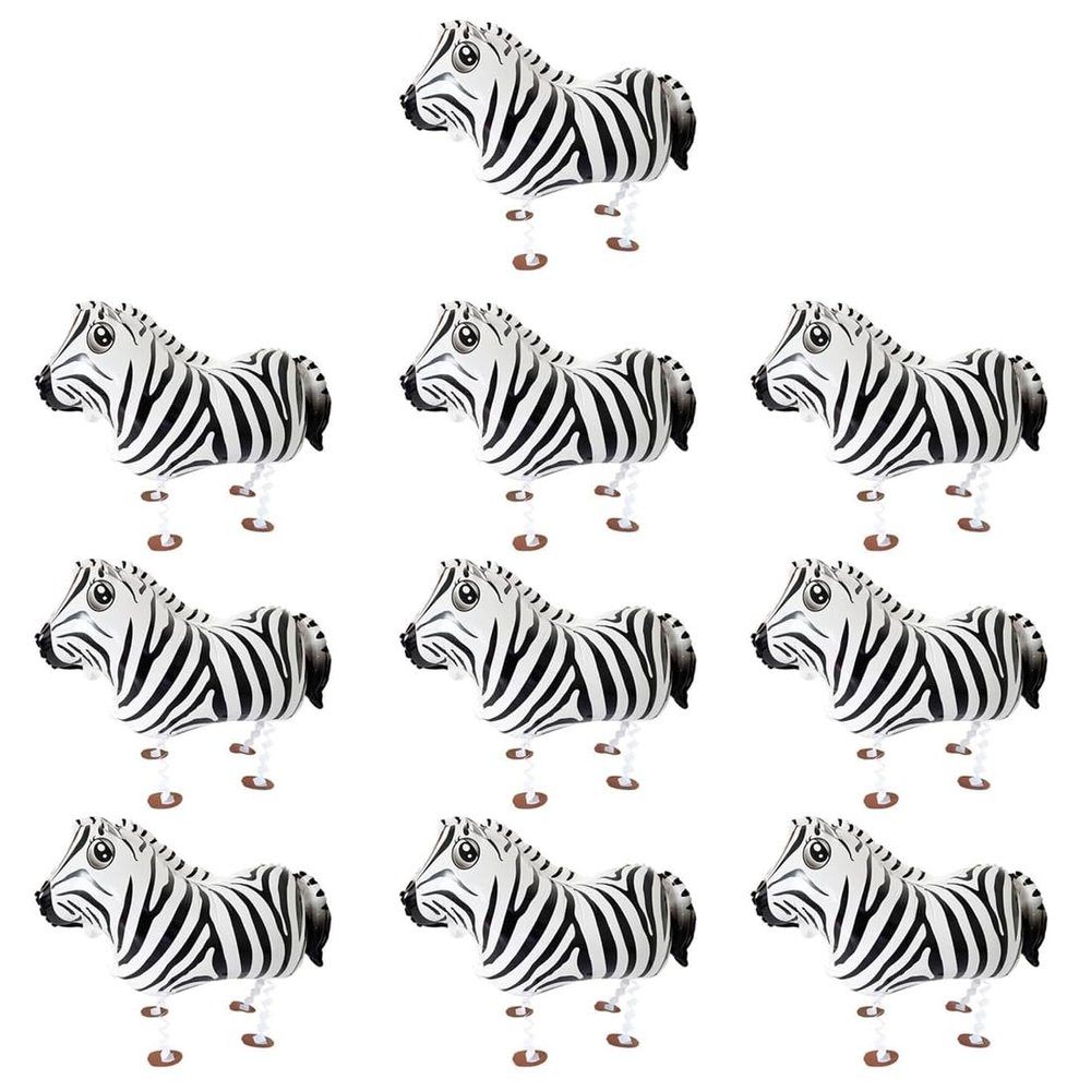 10Pcs Walking Animal Balloons Pet Balloons Farm Animal Balloon Foil Balloon for Party Decortion (Zebra)