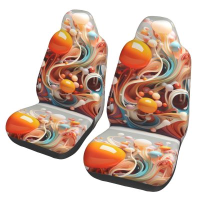 ViLlex Seat Covers Car Seat Cover Car Seat Protector Waterproof Universal 3D Colorful Swirls and Balls, Black