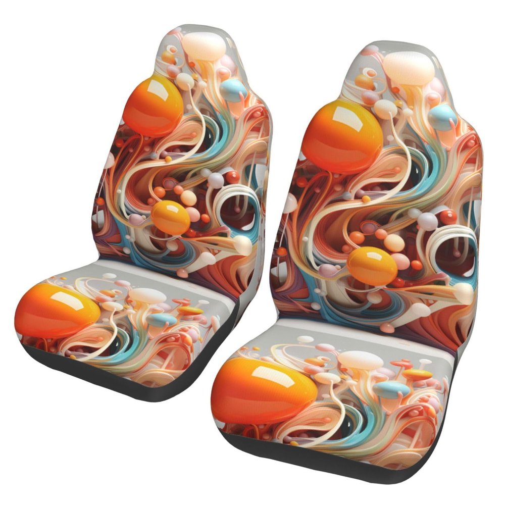 ViLlex Seat Covers Car Seat Cover Car Seat Protector Waterproof Universal 3D Colorful Swirls and Balls, Black