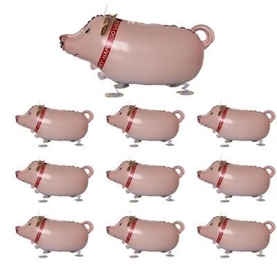 10Pcs Walking Animal Balloons Pet Balloons Farm Animal Balloon Foil Balloon (Pig)