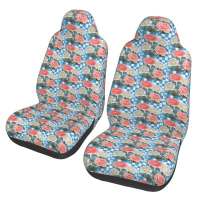 ViLlex Seat Covers Car Seat Cover Car Seat Protector Waterproof Universal Plaid Background Roses