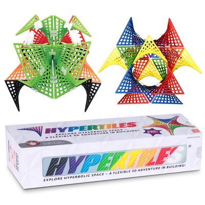 HyperTiles Hyperbolic Building Toy - 3" x 3" STEM Educational 3-Dimensional Adventure: 48 Tiles & 80 Connectors for Logic & Creativity - Infinite Shapes that Flex and Hinge - by Fun In Motion Toys