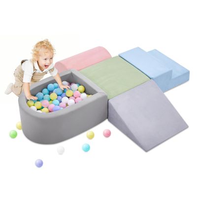 Climbing Toys for Toddlers , Foam Climbing Blocks with Ball Pit for Baby, 5-Piece Soft Toddlers Climbing Toy Indoor,Climbing Crawling Toys Soft Foam Blocks Activity Play Set(Balls not Included)