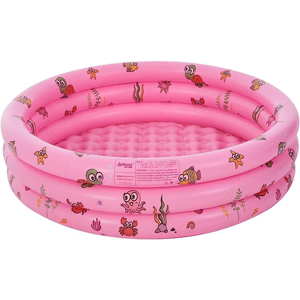 AQIANGJY Paddling Pool Thickened Round Inflatable Pool, Blow Up Pool with Soft Inflatable Floor, Backyard Pool for Summer Water Fun Kids Family Activity Inflatable Swimming Pool, 150*38CM, Pink