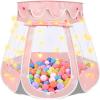 Crayline Pop Up Princess Tent with Star Light, Toys for 1 2 3 Year Old Girl Birthday Gift, Ball Pit for 12-18 Months Baby Girl Toys, Toddler Gifts, Easy to Pop Up and Assemble (Pink Gray) view 1