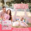 Crayline Pop Up Princess Tent with Star Light, Toys for 1 2 3 Year Old Girl Birthday Gift, Ball Pit for 12-18 Months Baby Girl Toys, Toddler Gifts, Easy to Pop Up and Assemble (Pink Gray) view 2