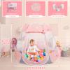 Crayline Pop Up Princess Tent with Star Light, Toys for 1 2 3 Year Old Girl Birthday Gift, Ball Pit for 12-18 Months Baby Girl Toys, Toddler Gifts, Easy to Pop Up and Assemble (Pink Gray) view 3
