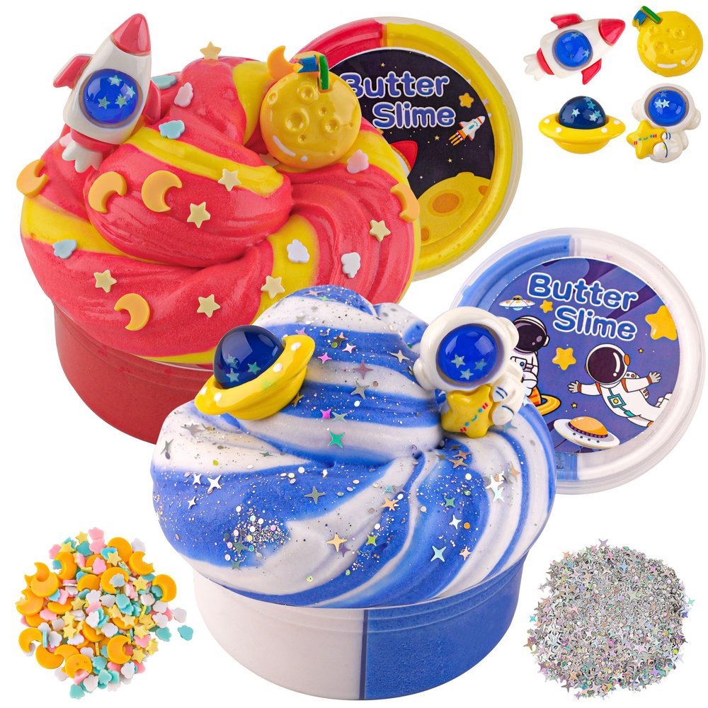 2 Pack Slimes, Galaxy Slime, Cloud Slime kit for Boys Ages 8-12, Toys for Girls and Boys, for Kids Slime Set Party kit Goodie Bag Stuffers, 4 5 6 7 8 9 10 Year Old Girl Boy Birthday Gift Cute Stuff